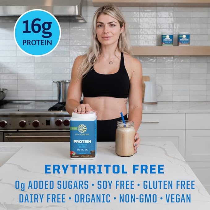 Sunwarrior Chocolate &amp Vanilla Organic Plant Based Protein Powder Set | Bundle &amp Save | Vegan Organic Protein Powder | Non-GMO Soy Dairy Filler &amp Gluten Free (30 Servings Each)