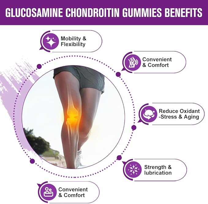 Glucosamine Chondroitin Gummies with MSM &amp Elderberry Extra Strength - Flexibility Support Antioxidant Immune Support Supplement for Adults Men &amp Women - 60 Chondroitin Gummies (2 Pack)