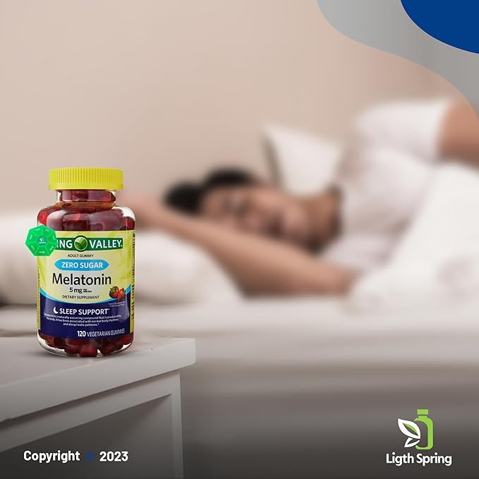 Melatonin 5 Mg Zero Sugar 120 Gummies (2 Pack) with Exclusive Better Ligth&ampSpring Guide
