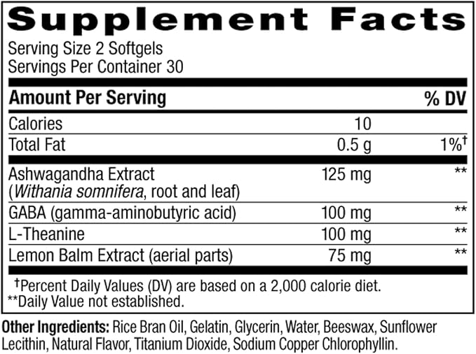 OLLY Ultra Strength Goodbye Stress SoftgelsGABAAshwagandhaL-Theanine and Lemon BalmStress Relief Supplement -60 Count (Pack of 2)