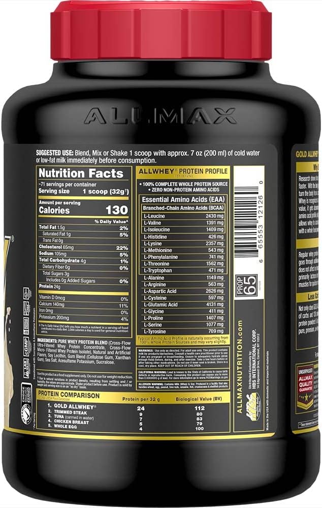 ALLMAX Nutrition GOLD ALLWHEY French Vanilla - 5 lb - 24 Grams of Protein Per Scoop - Gluten Free Low Carb &amp Low Sugar - Approx. 71 Servings