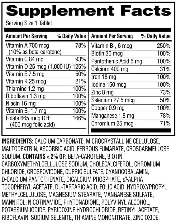Equate One Daily Women's Multivitamin Multimineral Supplement Tablets 100 Count Sticker