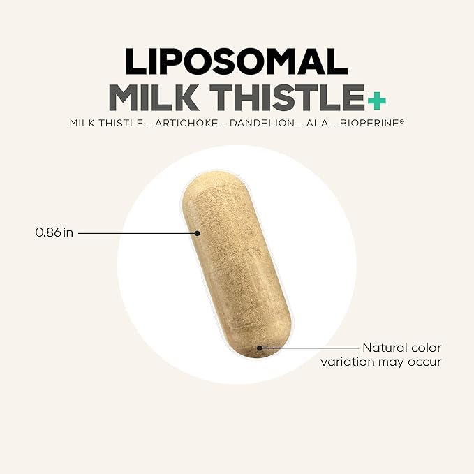 Codeage Liposomal Milk Thistle+ Supplement - Silymarin from Silybum Marianum NAC Artichoke Leaf Dandelion Root Alpha Lipoic Acid BioPerine Liposomal Delivery - Non-GMO - 60 Capsules