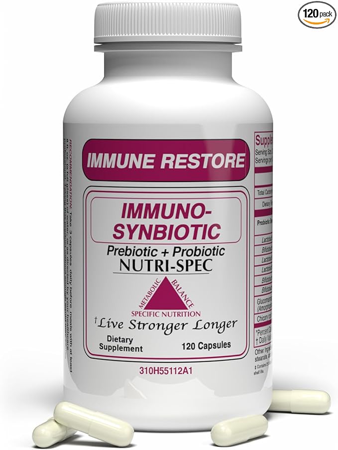 Immune Restore Probiotics &amp Prebiotic for Women and Men - with L reuteri Bifidobacterium Longum &amp More - for Digestive Health After Use of Antibiotics Increased Immunity - 120 Capsules