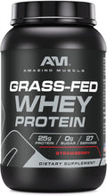 Amazing Muscle Grass-Fed Whey Protein Powder Supplement | 2 Lb (907 G) | Non-GMO | Glute-Free | Made in USA