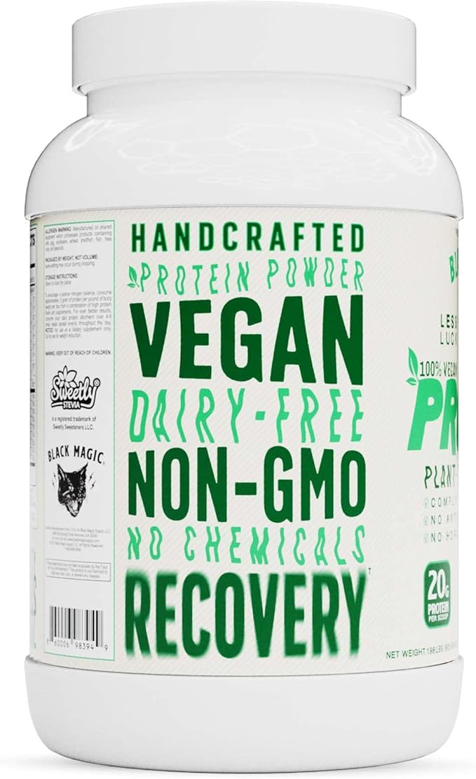Black Magic Plant-Source 100% Vegan Protein - Keto Low Sugar Dairy Free Protein - Pre/Post Workout - Vanilla Ice Cream - 20g Protein - 2 LB