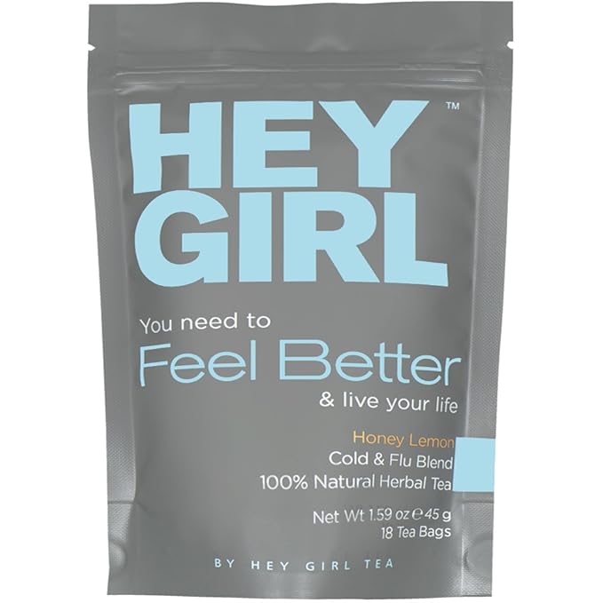 Hey Girl Sleep + Feel Better Tea Bundle - Sleep Tea w/Chamomile Valerian Root &amp Lemon Balm in Tea Bags + Feel Better Herbal Tea with Echinacea Elderberry Vitamin C