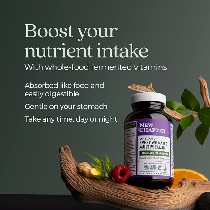 New Chapter Women’s Multivitamin Iron B6 B12 Biotin for Hair Growth D3 VIT C Zinc for Immune &amp Stress Gentle on an Empty Stomach Daily Non-GMO Gluten-Free 18+ 96 Tablets (Pack of 2)
