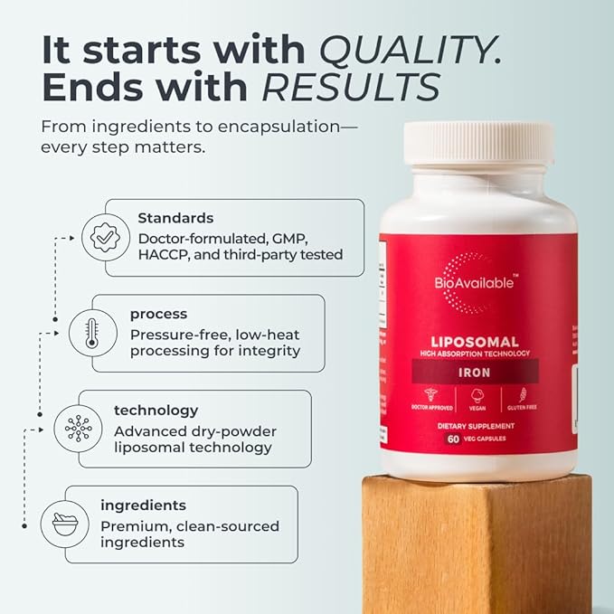 Liposomal Iron | 60 Capsules | Maximum Absorption | Vegan &amp Gluten-Free