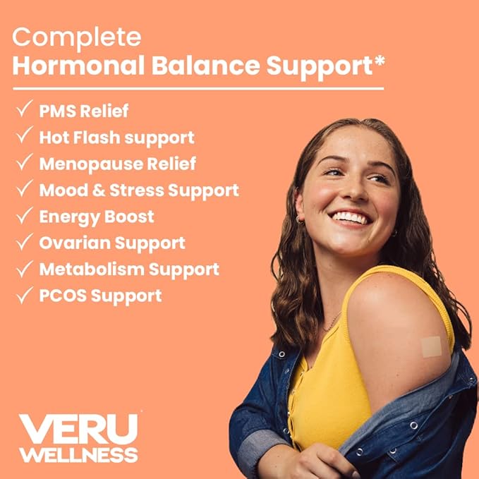 Veru Wellness Hormonal Balance Patch for Women Compete Bundle - Myo-Inositol &amp D-Chiro Ashwagandha B12 Energy - PMS Relief Mensural Support Mood Stress and Energy (2 Month)