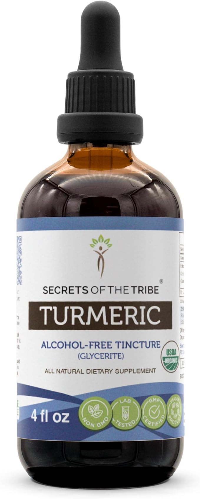 Turmeric USDA Organic Tincture Alcohol-Free Extract Turmeric (Curcuma Longa) Dried Root Tincture Supplement (4 FL OZ)