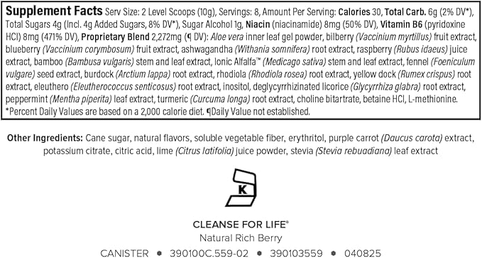 Isagenix Cleanse for Life - Powder Supplement for Cleanse Drink with No Laxatives or Diuretics - Support Metabolism with Vitamin B12 &amp Niacin - Natural Rich Berry -3.4 Oz (16 Servings)
