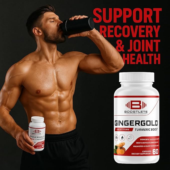 GingerGold Turmeric Boost with BioPerine® – Organic Turmeric &amp Ginger Supplement for Joint Support Healthy Digestion &amp Overall Wellness – 60 Capsules