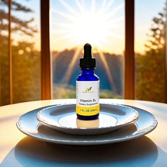 Vitamin B1 Liquid Drops – Thiamine Supplement High Potency 500% DV 36 Servings 1 fl oz