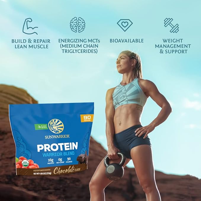 Sunwarrior Chocolate &amp Vanilla Organic Plant Based Protein Powder Set | Bundle &amp Save | Vegan Organic Protein Powder | Non-GMO Soy Dairy Filler &amp Gluten Free (90 Servings Each)