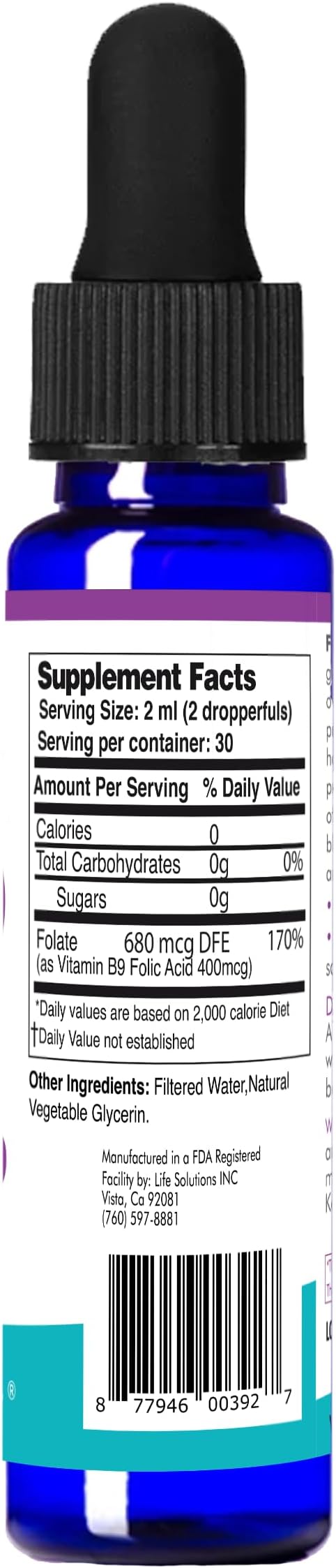 Life Solutions Liquid Vitamin B9 Dropper 2 oz