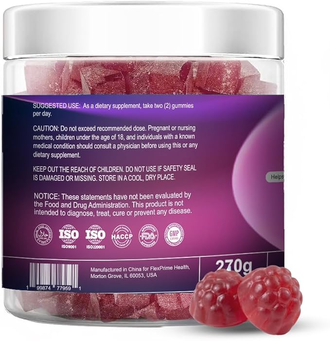 Magnesium Glycinate Gummies 6G | Wellness | Vegan Halal Sugar-Free Gluten-Free Non-GMO | High Absorption | Women &amp Men | Raspberry Flavor 90 Count
