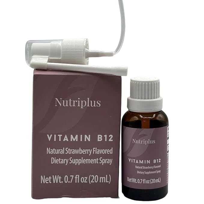 FARMASi Nutriplus Vitamin B12 Spray 1000 mcg – Quick-Absorbing Vegan &amp Strawberry-Flavored 20 ml / 0.67 fl oz
