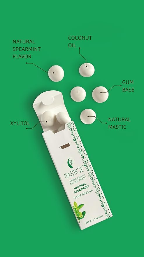 Mastiqe Sugar Free Hard Chewing Gum with Natural Mastic (Spearmint)