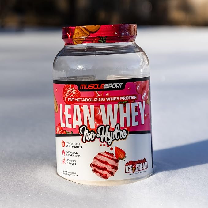 MuscleSport Lean Whey Revolution™ Protein Powder - Whey Protein Isolate - Low Calorie Low Carb Low Fat Incredible Flavors - 25g protein per scoop (2LB Strawberry)