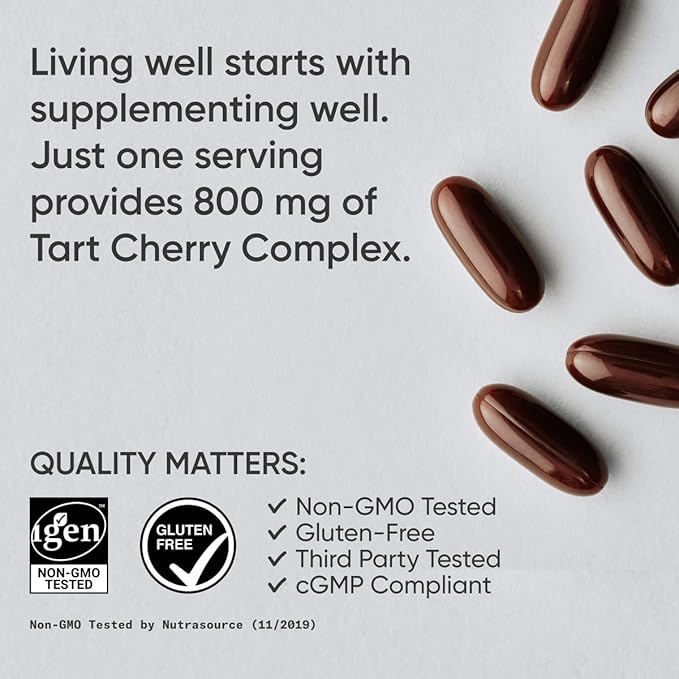 Sports Research Tart Cherry Capsules - Made from Montmorency Tart Cherries - Non-GMO &amp Gluten Free - 60 Liquid Softgels