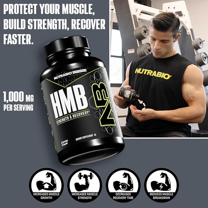NutraBio HMB Supplement Amino Acid 1000mg 120 Capsules