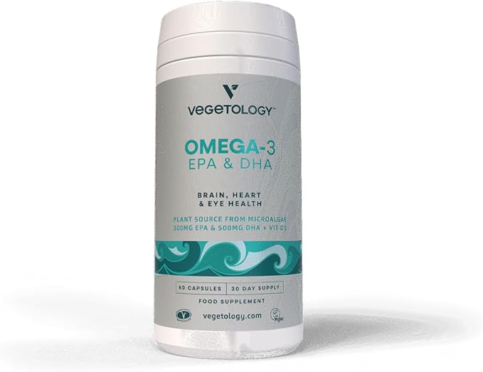 Vegan Omega 3 Supplement (60 Capsules) – Omega-3 EPA Vitamin D3 &amp DHA Supplements - Algae Omega 3 Vegan Supplements for Brain Eye &amp Heart Health – Omega 3 for Kids &amp Adults
