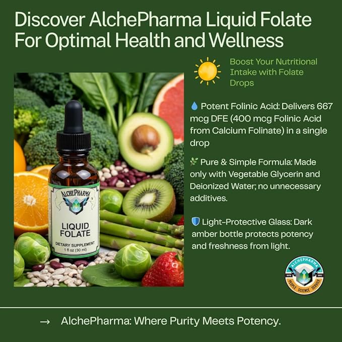 Folate Iiquid [ 667 mcg DFE 400 mcg of Folinic Acid ] 800 Servings