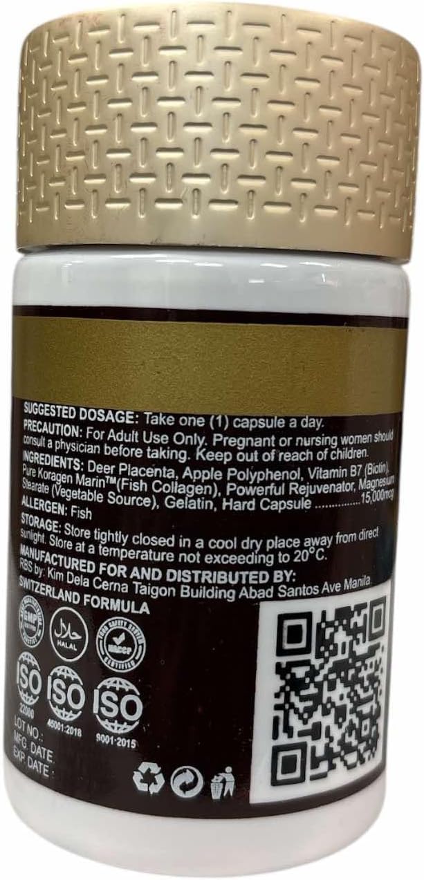 100x Bio-PlaStemCell - Deer Placenta + Apple Polyphenol + Biotin Food Supplement - 15000mcg x 30 Capsules - RBS by Kim Dela Cerna