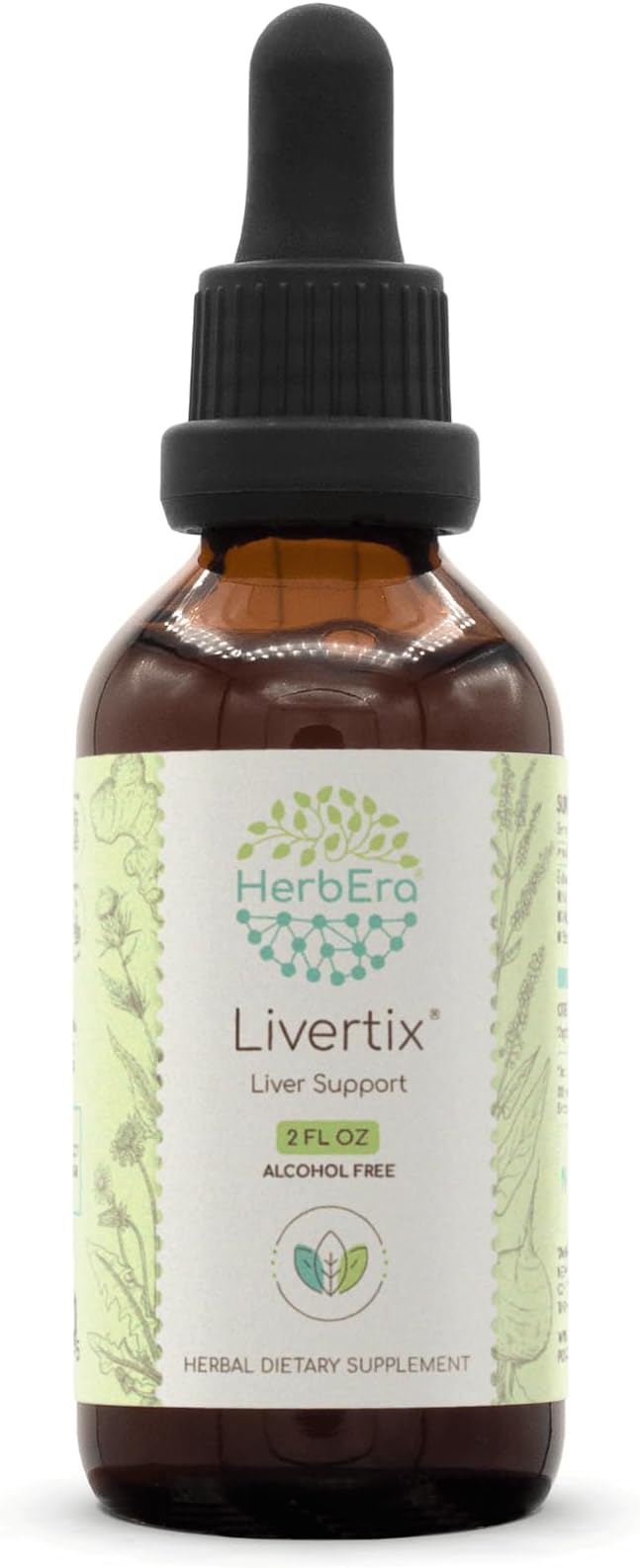 HerbEra Livertix B60 Alcohol-Free Extract Tincture Concentrated Liquid Drops Natural: Milk Thistle Seed Turmeric Root Yellow Dock Root Dandelion Root Beetroot Ginger Root. Liver Support 2 Fl Oz