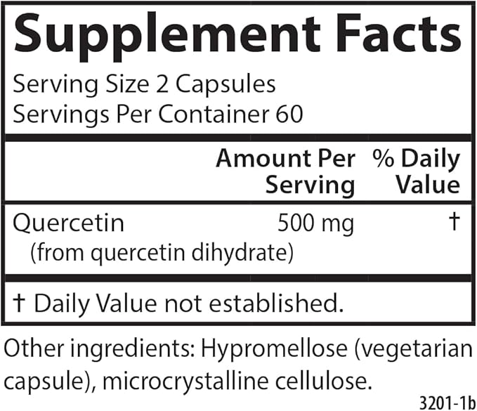 Carlson - Quercetin 500 mg Seasonal Support Skin Health Optimal Wellness 120 Vegetarian Capsules