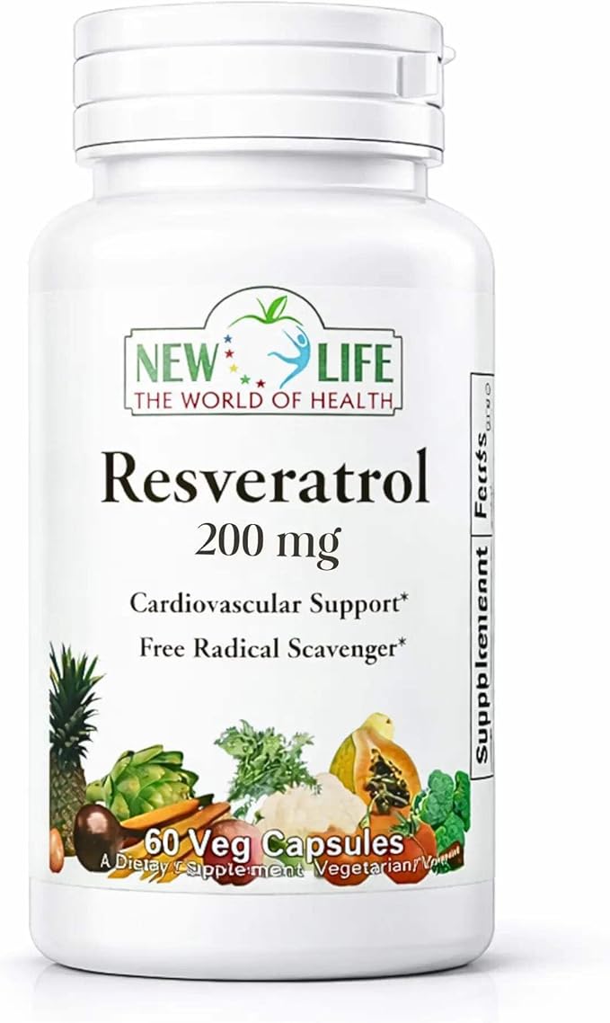 New Life Resveratrol 50mg Cardiovascular Support 60 Veg Capsules
