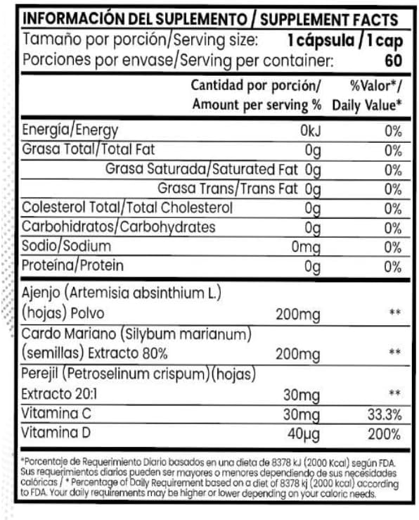 CLINICA DR. Vega | Nunchi | Milk Thistle + Wormwood + Parsley Extract with Vitamins C &amp D | Supports Liver Digestive &amp Immune Health | 60 Capsules | Gluten-Free Allergen-Free (500 mg)