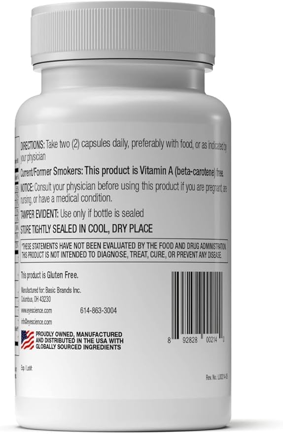 EyeScience – Macular Health Formula – 120 Capsules – Complete Nutritional Supplement for Eye Health - Contains Lutein Zeaxanthin Vitamin C D E &amp B6-2-Pack