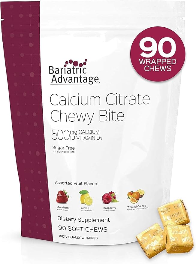 Bariatric Advantage Chewable Ultra Solo with Iron - Citrus 30 Count and Calcium Citrate Chewy Bites 500 mg - Assorted Fruit Flavor90 Count