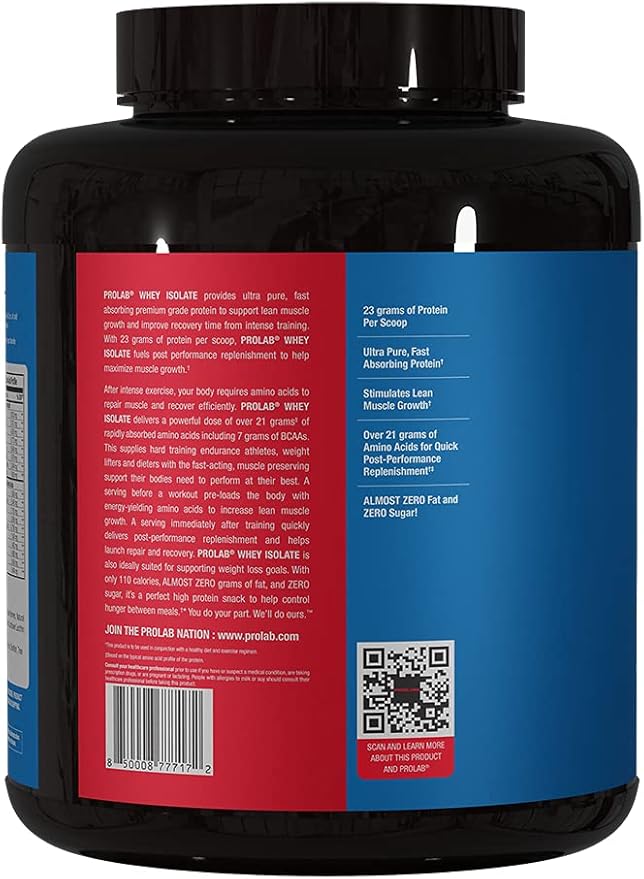 Prolab Whey Isolate 5LB Ultra-Pure Fast-Absorbing Whey Protein Isolate with 23g Protein &amp BCAAsSupports Lean Muscle Growth Recovery &amp Performance (Milk Chocolate)