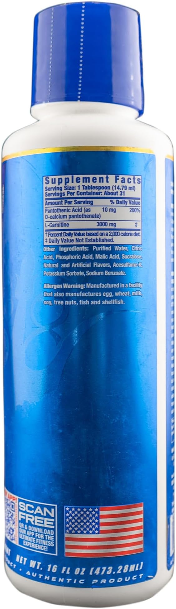 Ronnie Coleman Signature Series L-Carnitine XS 3000 Liquid Amino Acids Metabolism and Lean Muscle Strength Support Stimulant Free Sugar Free Zero Carbs Grape 16 Oz