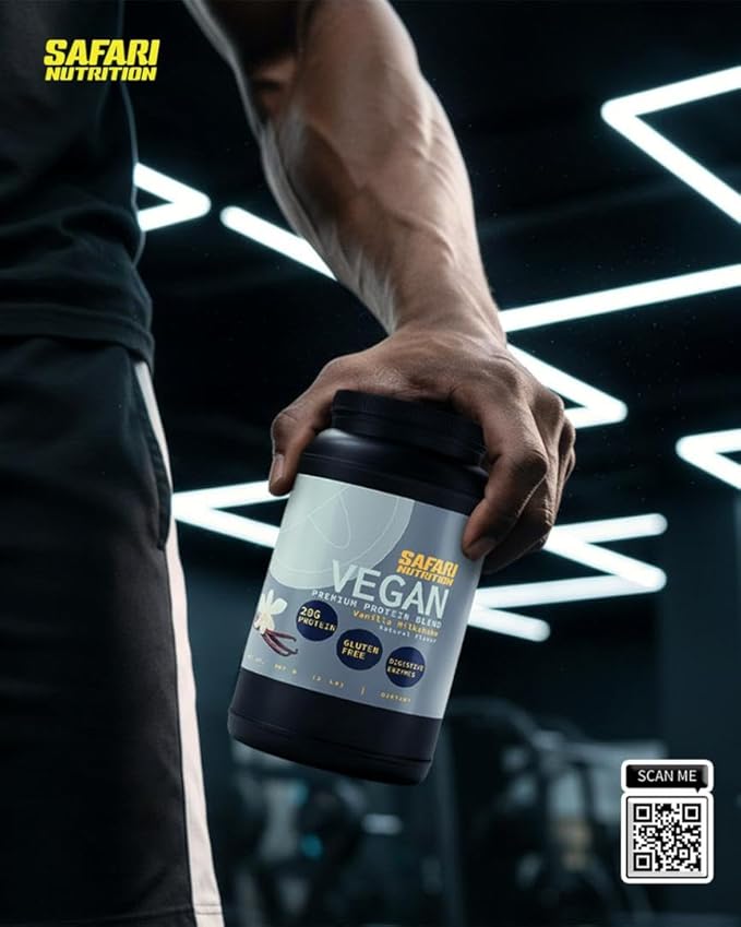 Safari Nu 100% Vegan Premium Protein Powder Creamy Vanilla - 20G of Protein - Certified Organic Protein Blend - Natural Ingredients (2 Pounds Vanilla Vegan)