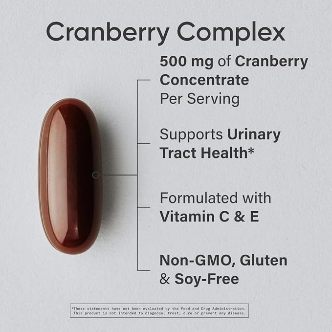 Sports Research Cranberry Fruit Complex Supplement with Pacran &amp Vitamins C &amp E Whole Fruit Blueberry Concentrate Made from Organic Blueberries and Plant Based Vitamin D3 + K2 with Coconut Oi