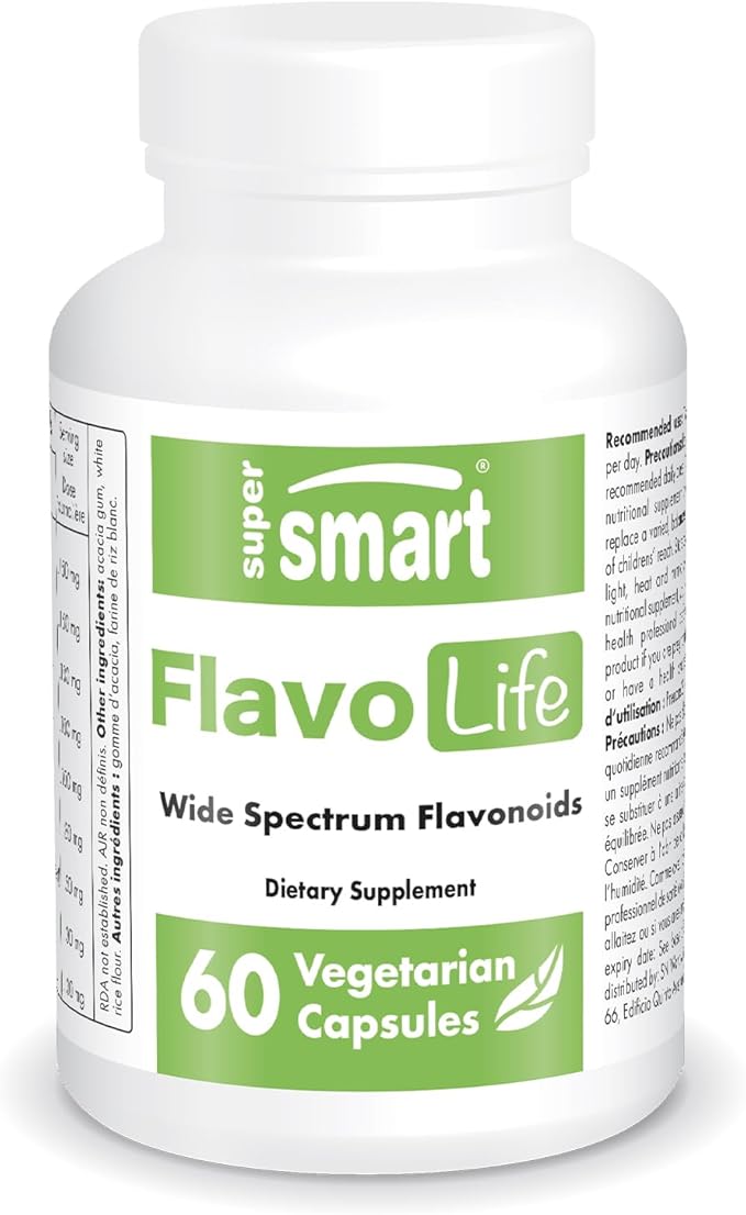 Supersmart FlavoLife (Flavonoid Complex Supplement) - with Luteolin Myricetin Fisetin Rutin Quercetin EGCG Apigenin Hesperidin | Non-GMO &amp Gluten Free - 60 Vegetarian Capsules
