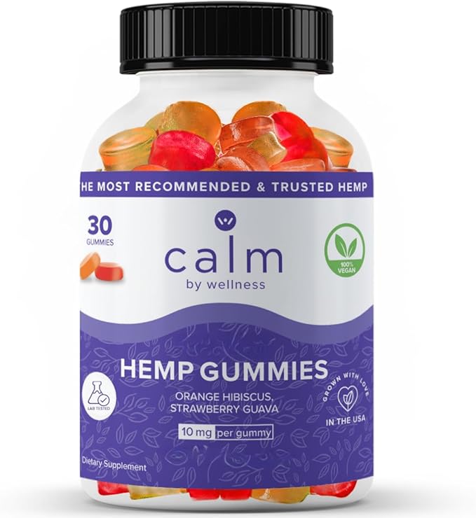 Calm by Wellness Vegan Gummies 30 Count High Potency Pure Organic All Natural Supplement for Sleep and Pain Relief Mood Focus Relaxation