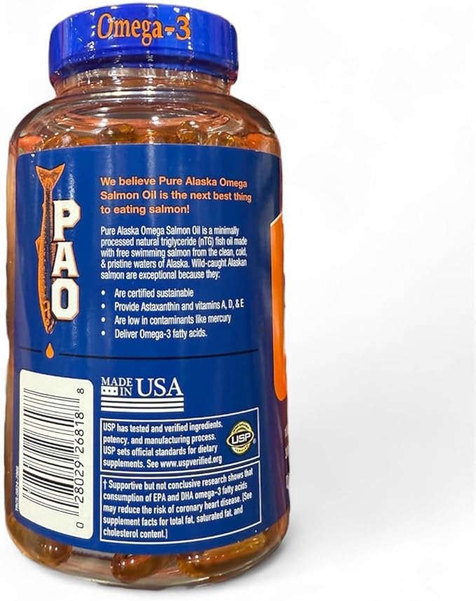 Omega3 Pure Alaskan's Extra Virgin Wild Alaskan Salmon Oil 210 Softgels 1000mg per Softgel 105 Servings New Packaging1 Pack