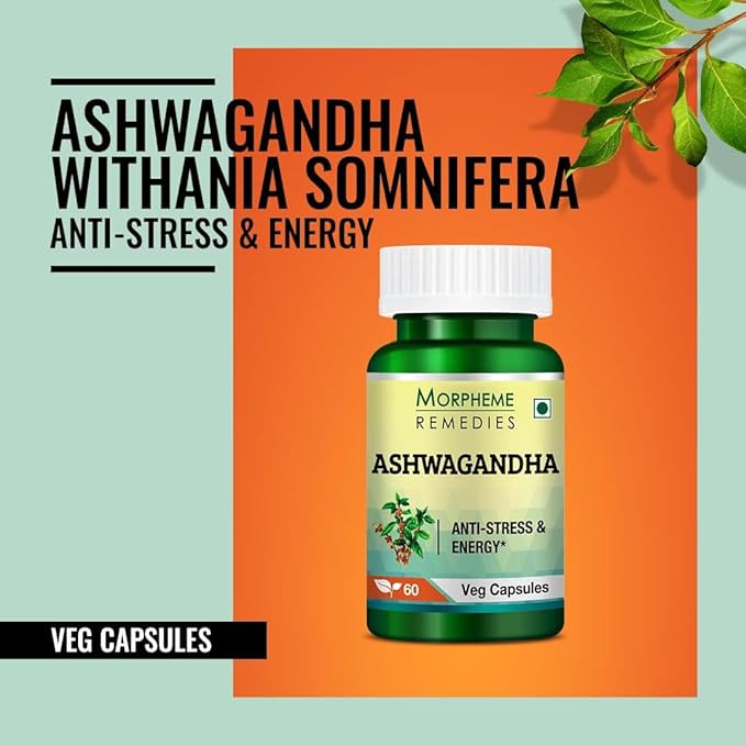 Morpheme Ashwagandha (Withania somnifera) 500mg Extract 60 Veg Caps - 3 Combo Pack