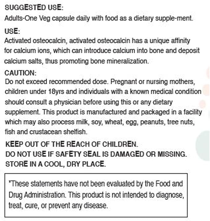 H4U Vitamin K-2 (MK7) Veg Capsules Support Bone Health 100 mcg 60 Count