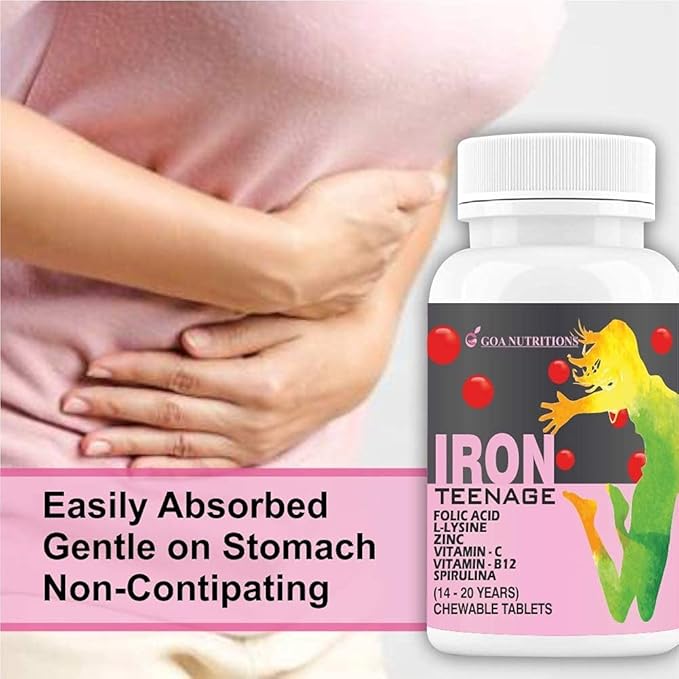 Viva Iron Tablets with Folic Acid Vitamin C B12 lysine Spirulina &amp Zinc Supplements As Haemoglobin Builder Immunity Boosters Energy for Women Teenager Girls – 60 Chewables (Pack of 1)