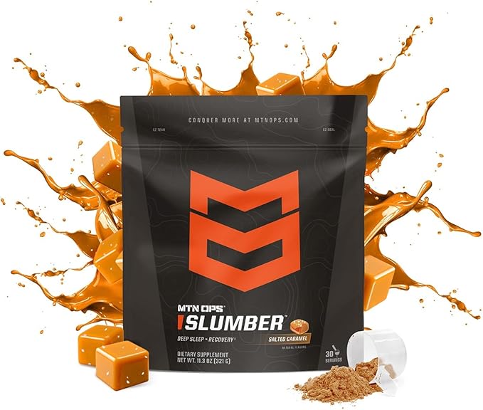 MTN OPS Slumber Sleep Aid for Muscle Recovery &amp Deep Sleep Sleepy Salted Caramel Sleep Support Powder Drink Mix 30 Servings