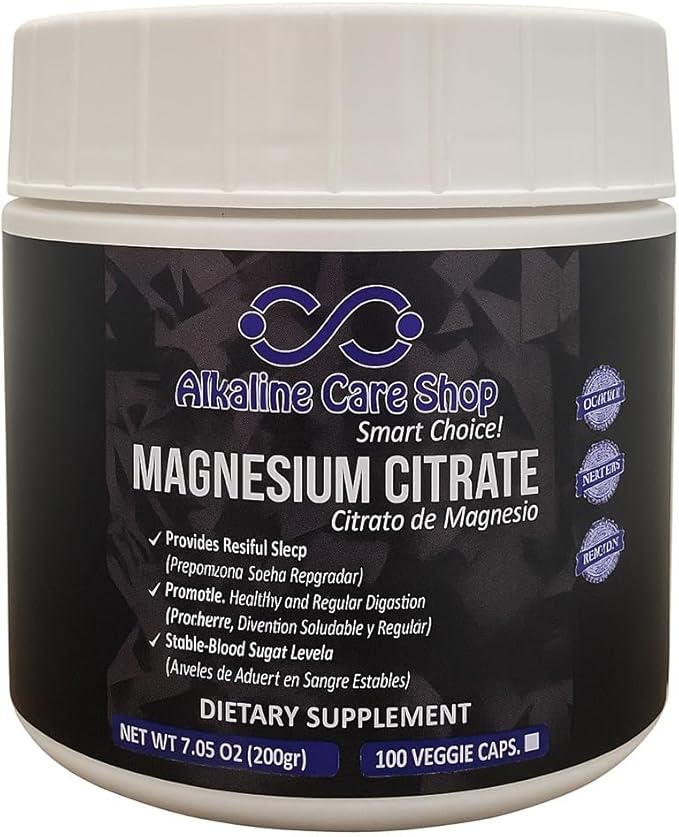 Alkaline Care | Magnesium Citrate Powder Supplement High Absorption Potent Magnesium Supplement - Unflavored |Support Sleep Muscle Bone Health Energy Heart &amp Digestion | Net WT 7.05 OZ (200gr