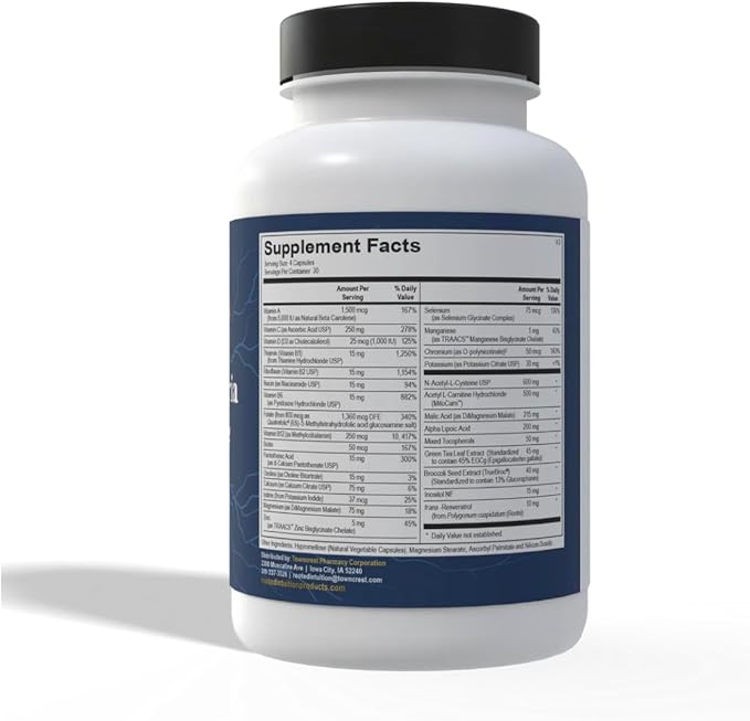 Mitochondria Recharge - Cellular Energy &amp Antioxidant Complex | Alpha Lipoic Acid NAC Acetyl-L-Carnitine | 60 Capsules