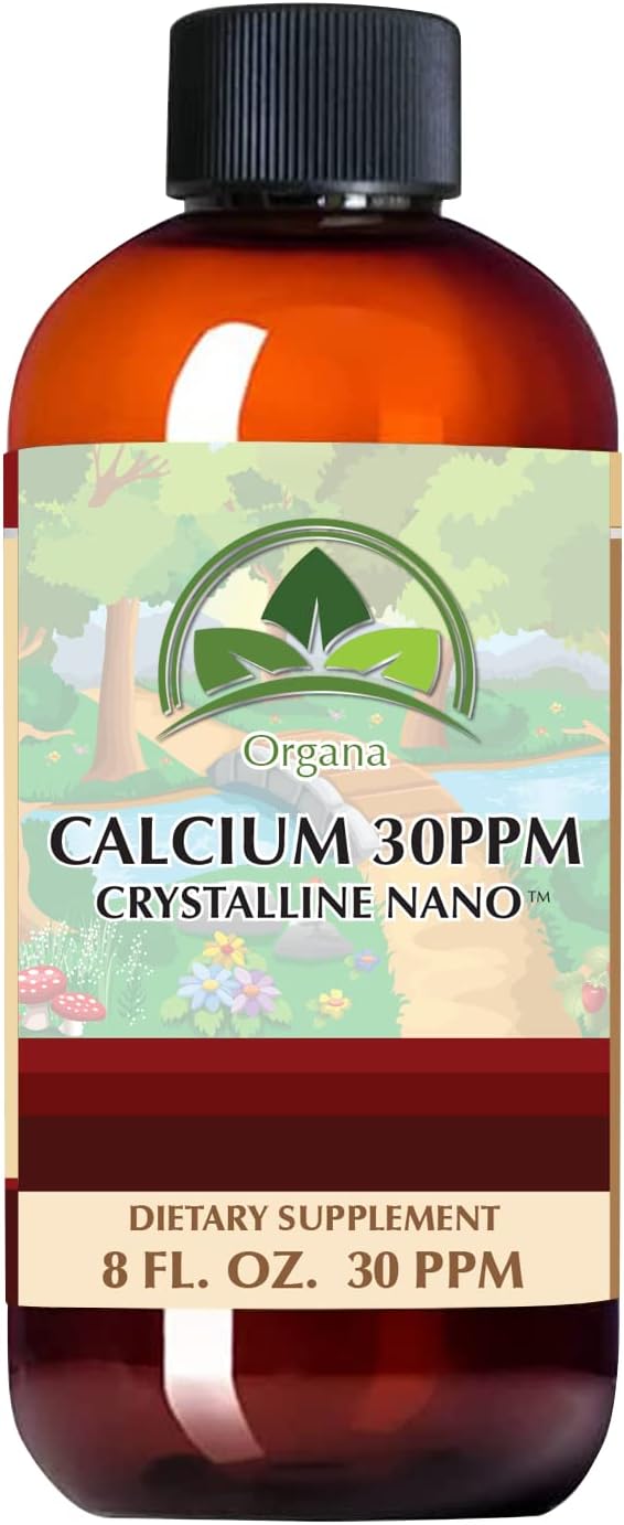 Organa Pure Crystalline Liquid Calcium Supplement - 30 PPM - Colloidal Minerals - Calcium Supplement for Women &amp Men - Liquid Calcium Citrate Alternative - 99.99% Pure Calcium