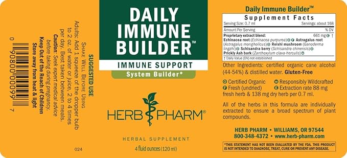 Herb Pharm Daily Immune Builder Herbal Immune System Defense - 4 Ounce